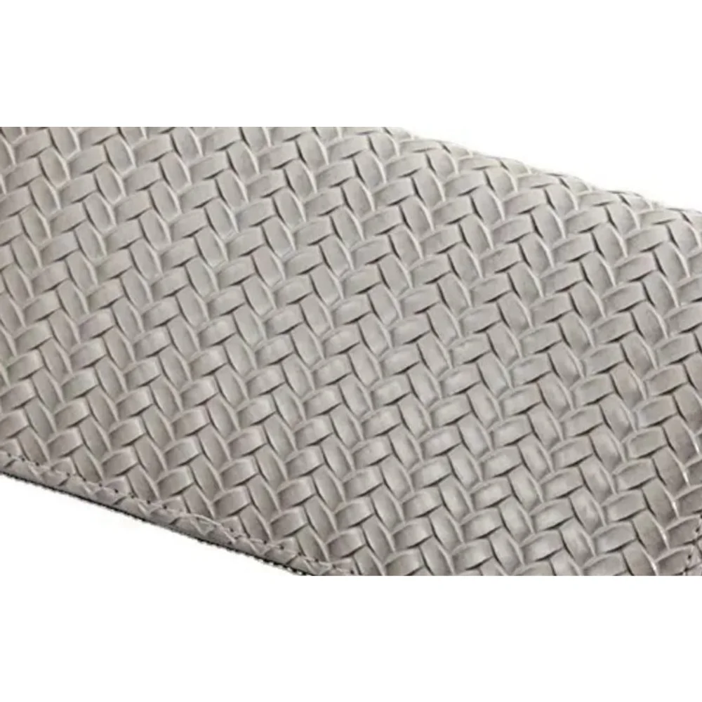 Braided Pattern Glossy Wallet In Gray